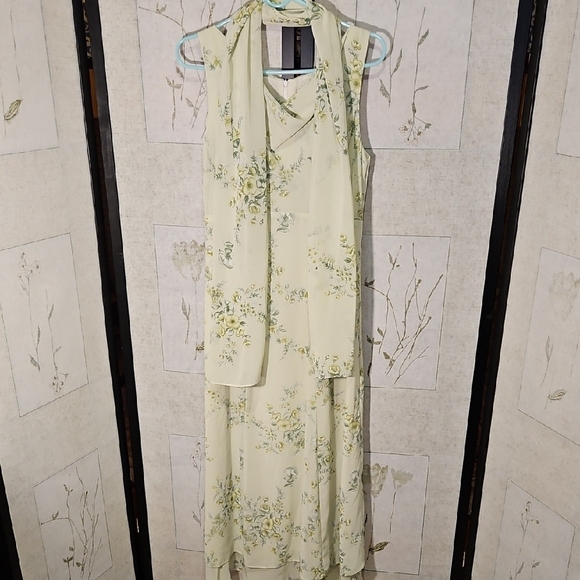 CDC Green Asymmetrical Sundress with Sleeveless Design for Cocktail - Picture 3 of 7